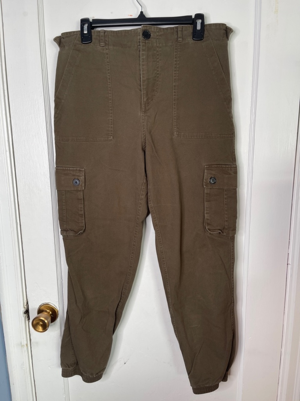 Wondery L Reg Cargo Pants Joggers Belted Waist Brown High Rise Hiking Outdoor